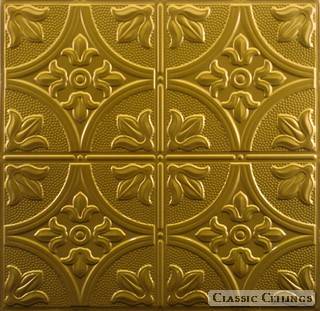 Tin Ceiling Design 309 Painted 402 Golden Brass